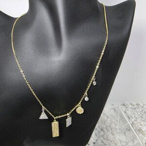 G. P. Sterling Silver Multi Shaped Pavé Swarovski Crystal Accented Pendant Neckl